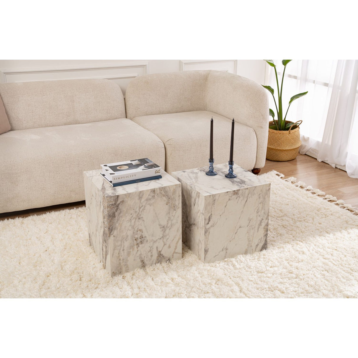 Hobart set (40 x 40 cm) Fresia-marmor Sidobordsset