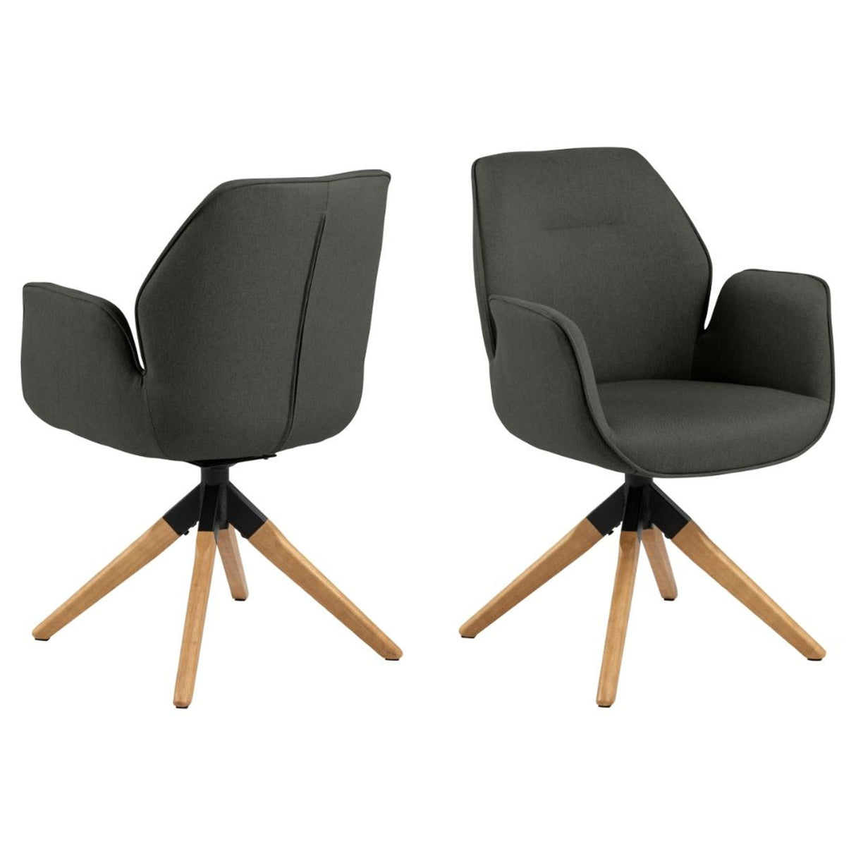 Millau Karmstol Snurr Town tyg Mörkgrå/Ek