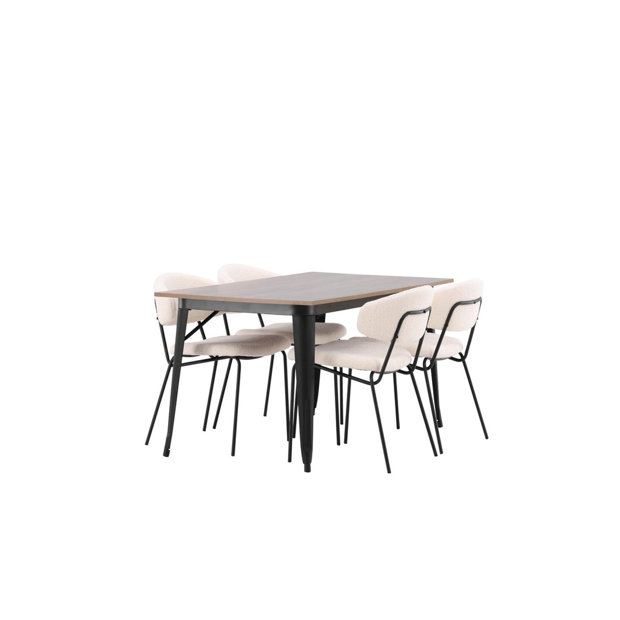 Tempe, Chico Rektangulär matgrupp Vit, Valnöt, 140 x 80