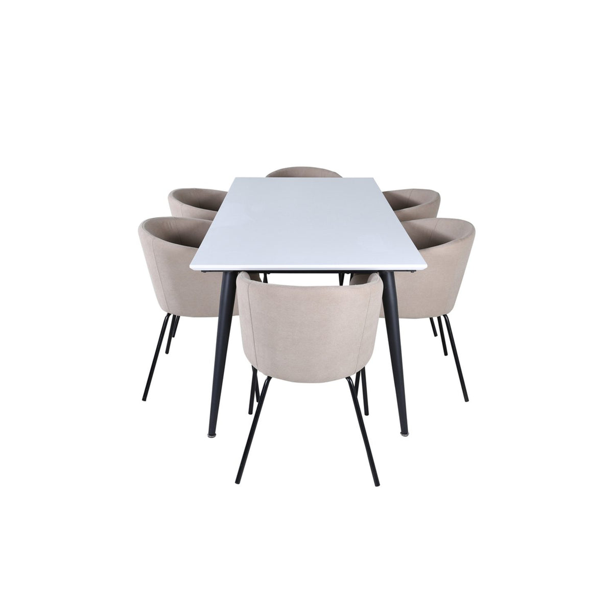 Jimmy, Berit Rektangulär matgrupp Beige, Svart, Svart,Vitt, 195 x 90