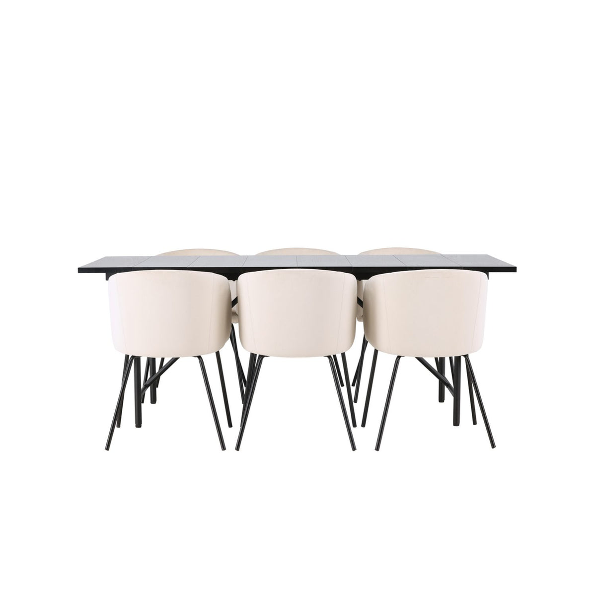 Astrid, Berit Rektangulär matgrupp Beige,Svart, Svart, 200 x 90