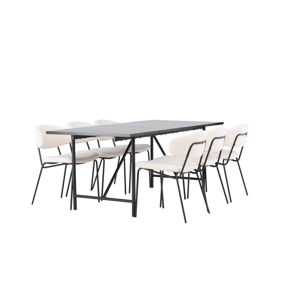 Astrid, Chico Rektangulär matgrupp Vit, Svart, 200 x 90