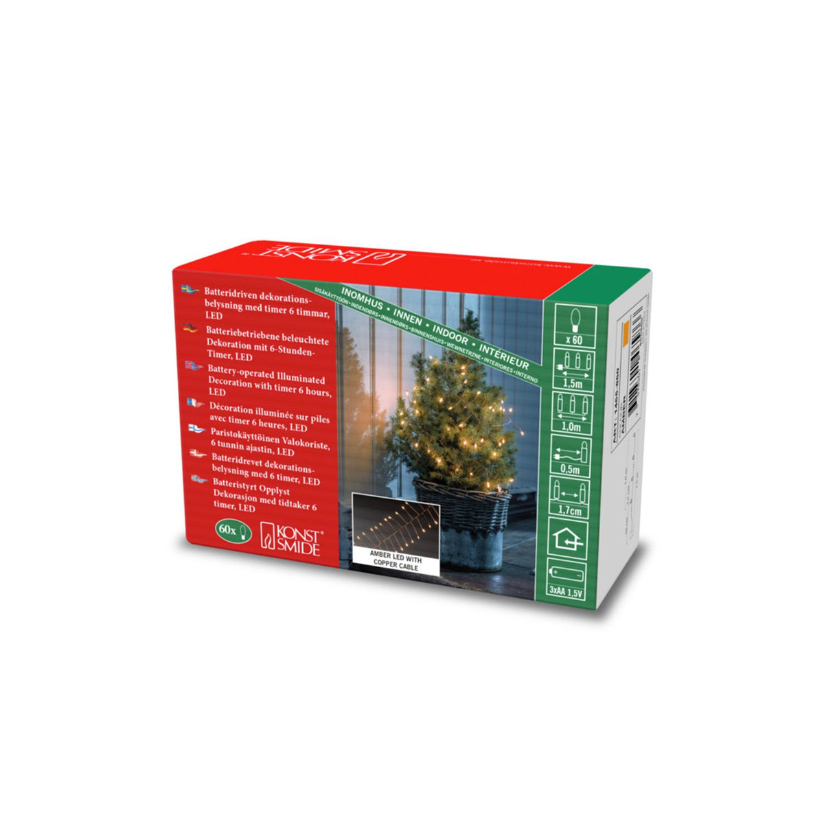 Cluster 60 Micro LED Ljusslinga Inomhus Amber/Kopparfärgad