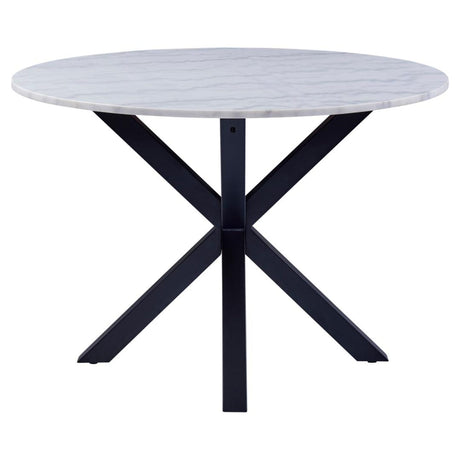 Verdun Matbord Rund 110 cm Vit Marmor