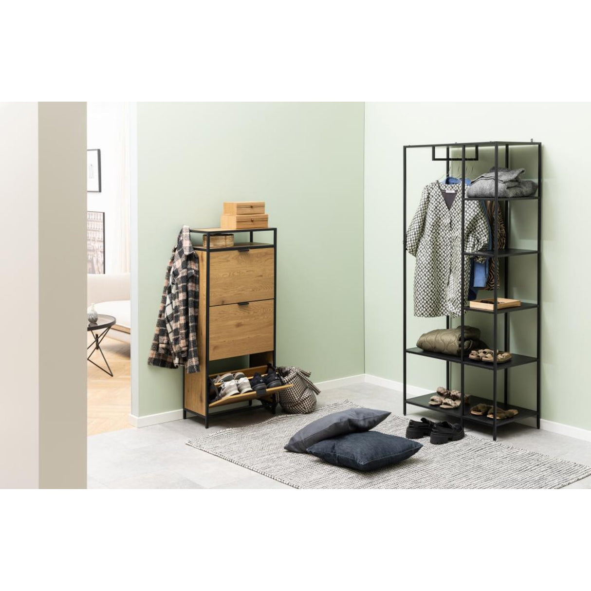 Notting Hill Skoskåp 129x56x30 cm Ek