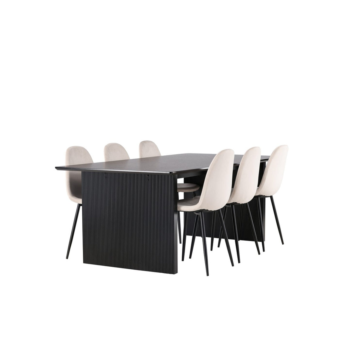 Vail, Polar Rektangulär matgrupp Beige, Svart, Svart, 200 x 100