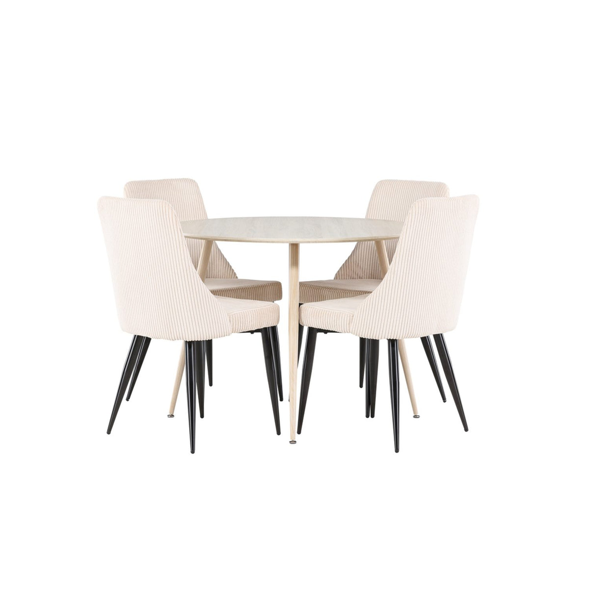 Plaza, Leone Rund matgrupp Beige, Vitputsad, 4st