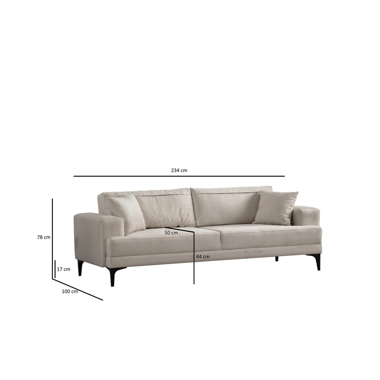 Harare 3-sits (234 x 100 x 78 cm) 3-sitssoffa Ecru