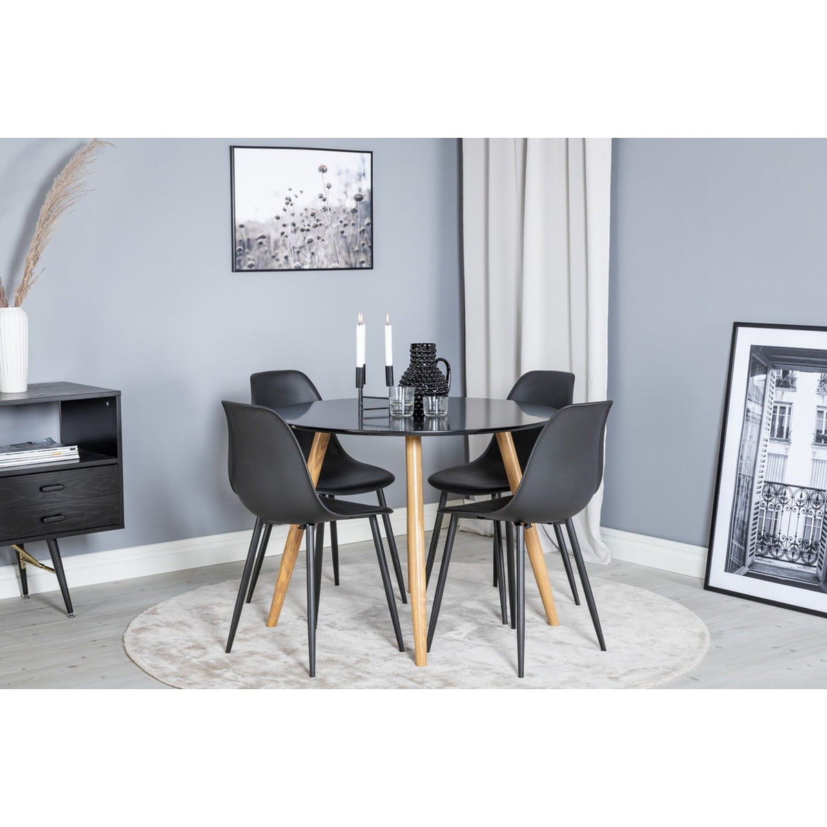 Plaza, Polar Rund matgrupp Svart, Svart,natur, ⌀100
