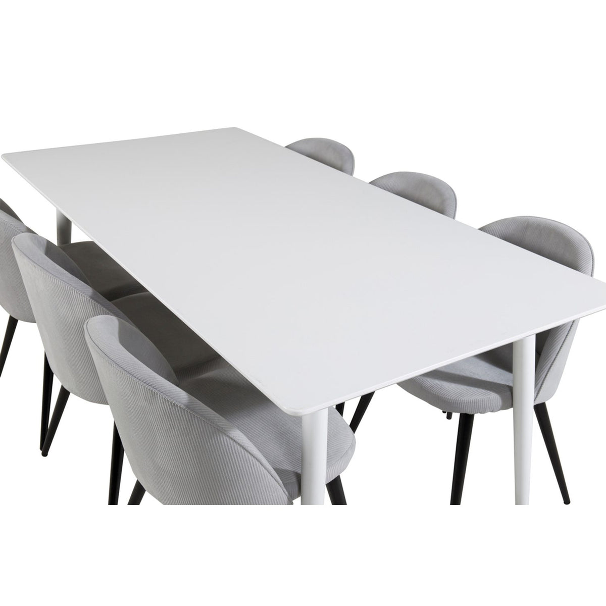 Polar, Velvet Rektangulär matgrupp Svart,Ljusgrå, Vit, 180 x 90