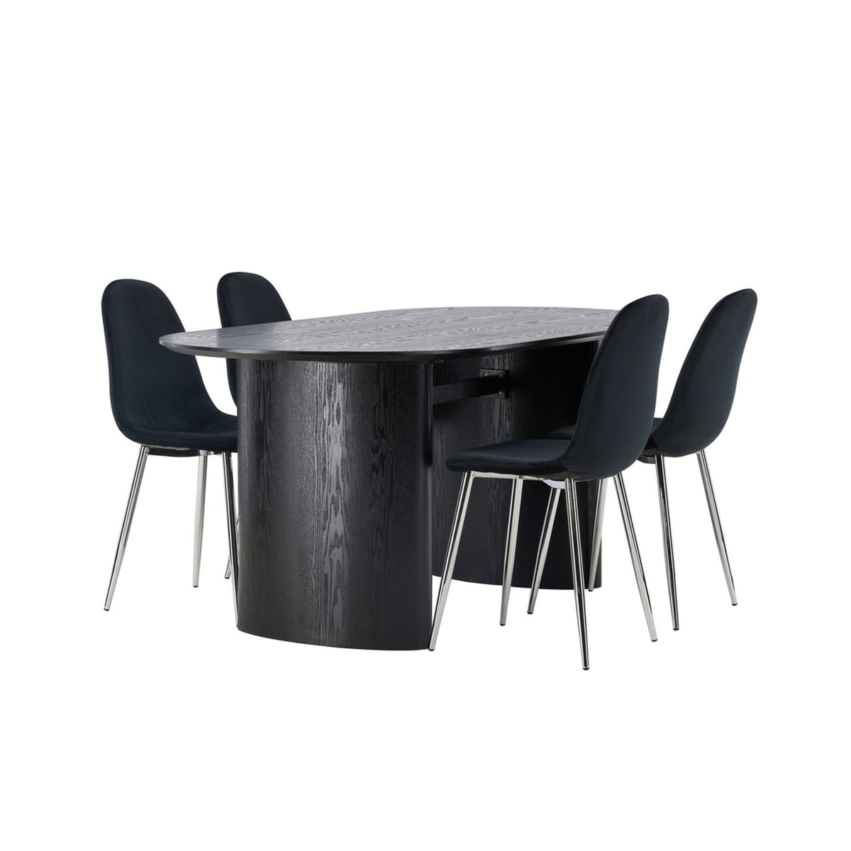 Isolde, Polar Ovalt matgrupp Svart,Silver, Svart, 180 x 90