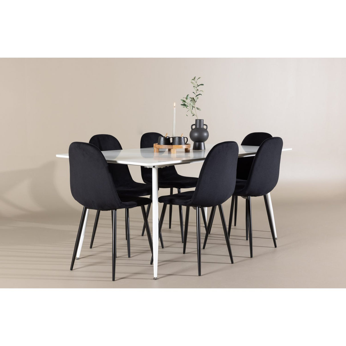Silar, Polar Rektangulär matgrupp Svart, Vit, 180 x 90