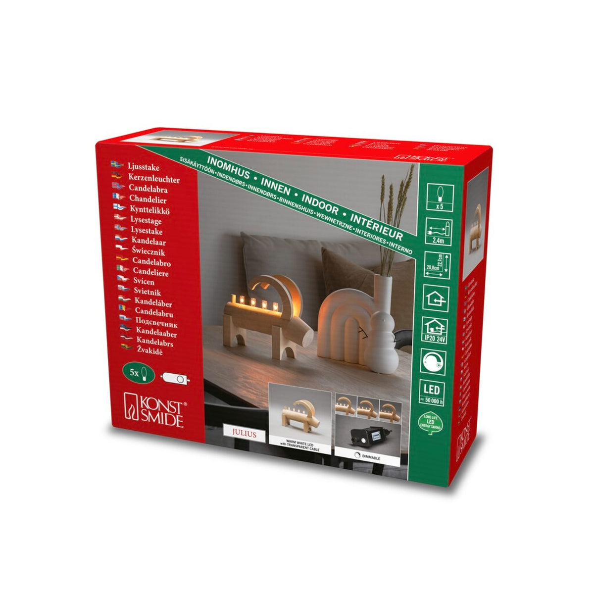 5 Ljus LED Trä Natur Julbock Elljusstake