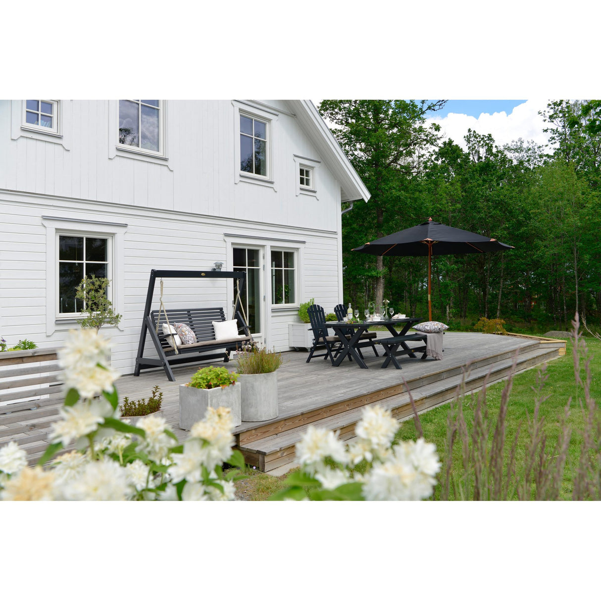 Träparasoll 335 cm Svart