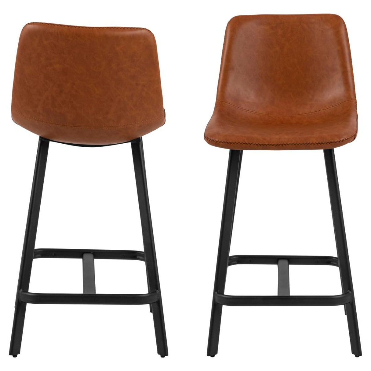 Mathilde Barstol Låg PU Retro Konjak