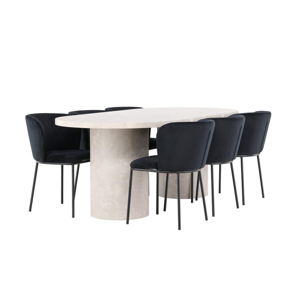 Narvik, Edina Oval matgrupp Svart, Beige, 200 x 100