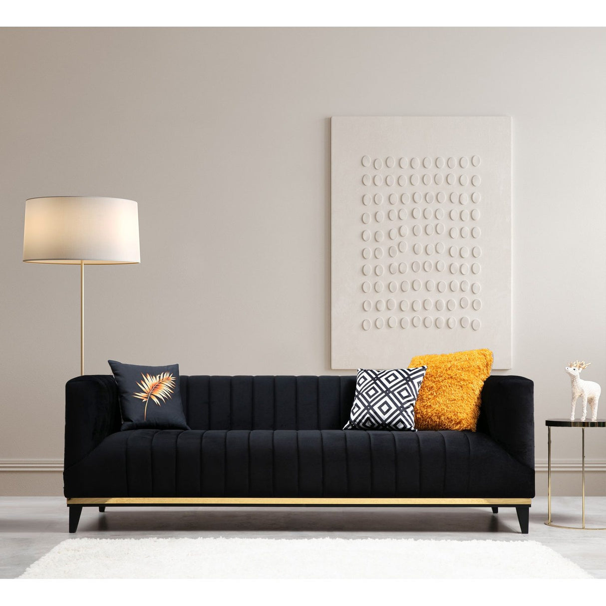 Tallinn (222 x 89 x 75 cm) 3-sitssoffa Svart guld
