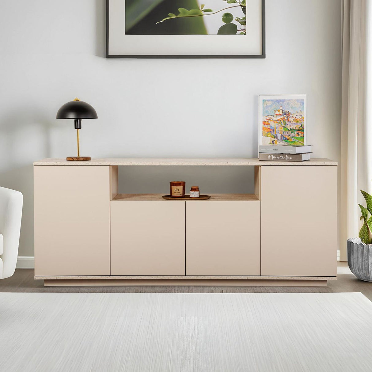 Asprilla Konsolbord Mink / Travertin
