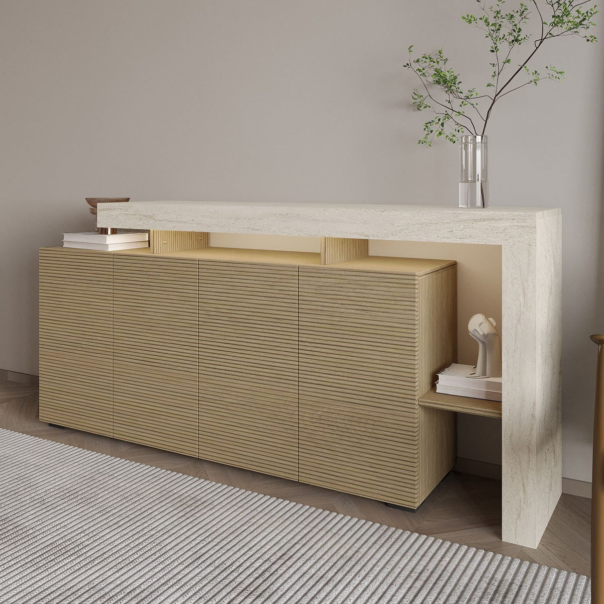 Cork (170 x 80 x 35 cm) Konsolbord Travertin, varm ek