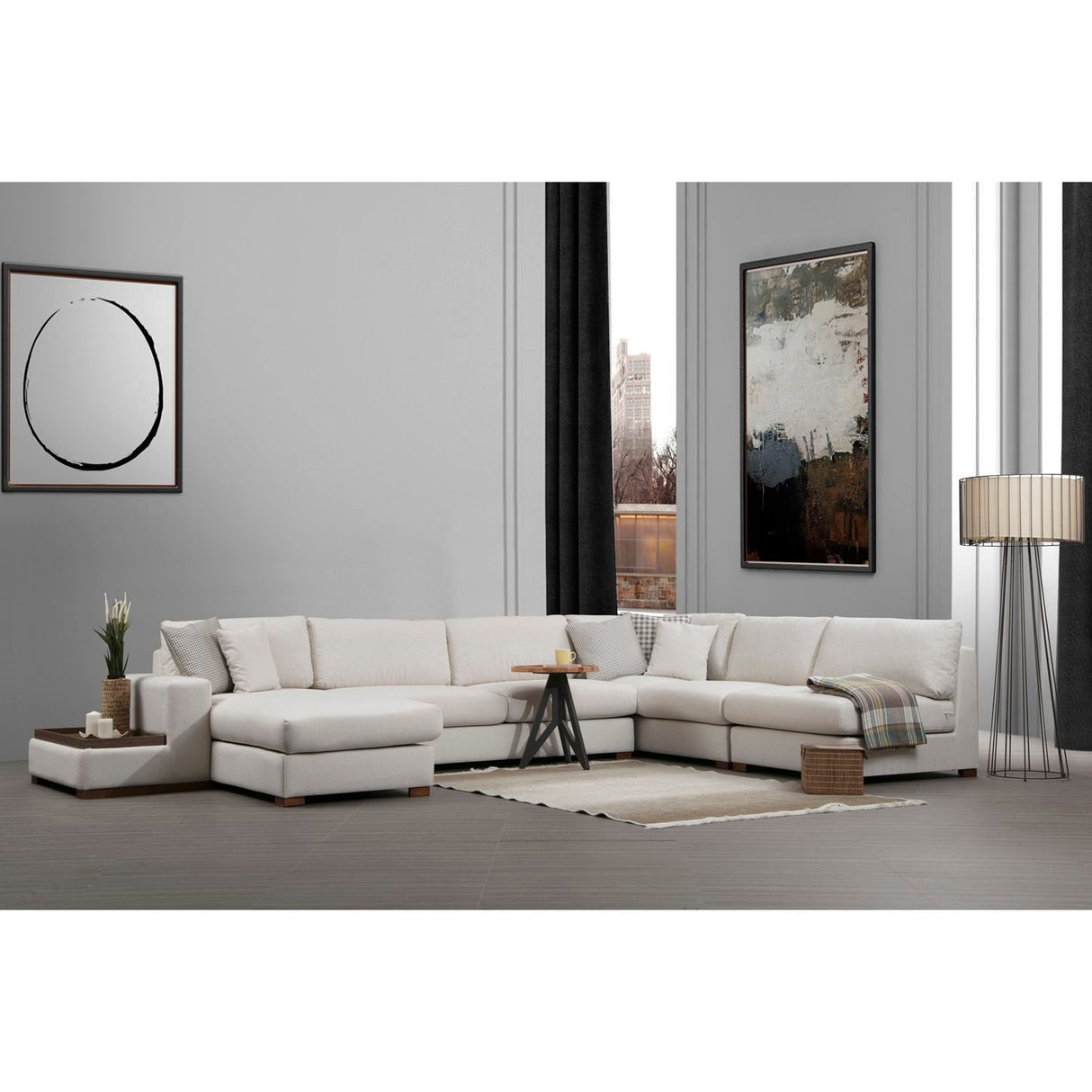 Loop 10 (272-428 x 95 x 85 cm) Vit Hörnsoffa