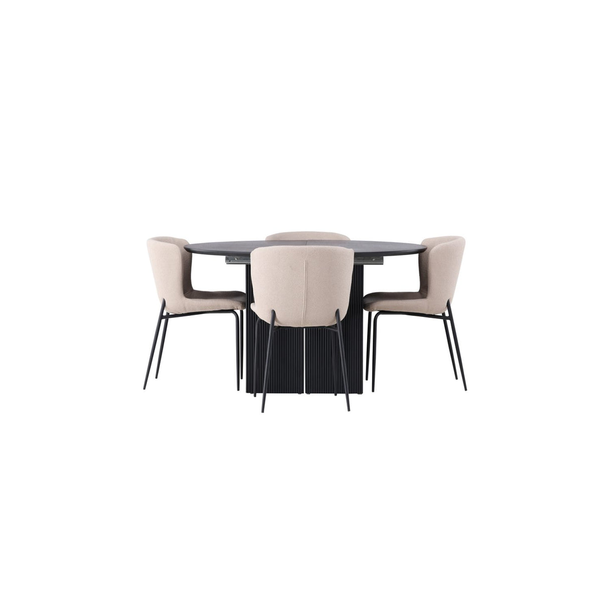 Matilda, Modesto Rund matgrupp Beige,Svart, Svart, ⌀130