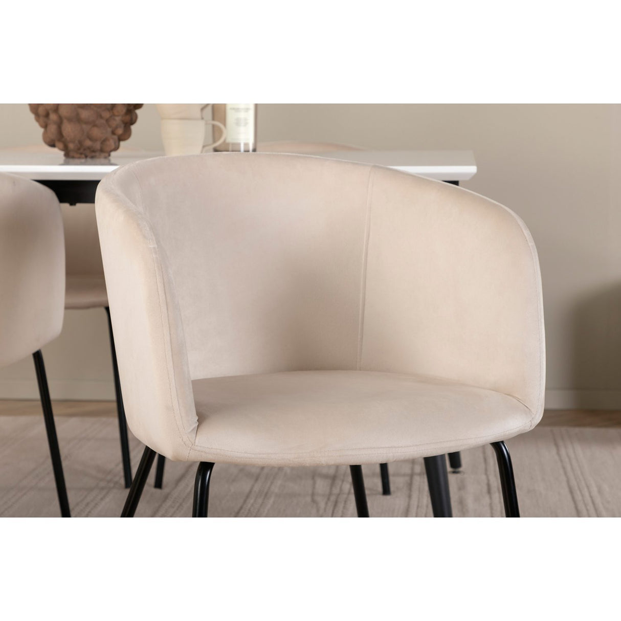 Jimmy, Berit Rektangulär matgrupp Beige, Svart, Svart,Vitt, 150 x 90
