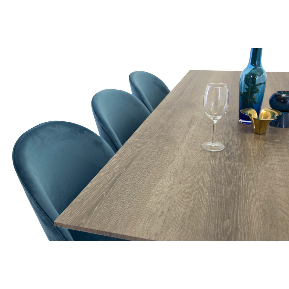 Marina,Sammet Rektangulär matgrupp Svart,Blå, Svart,Grå, 180 x 90