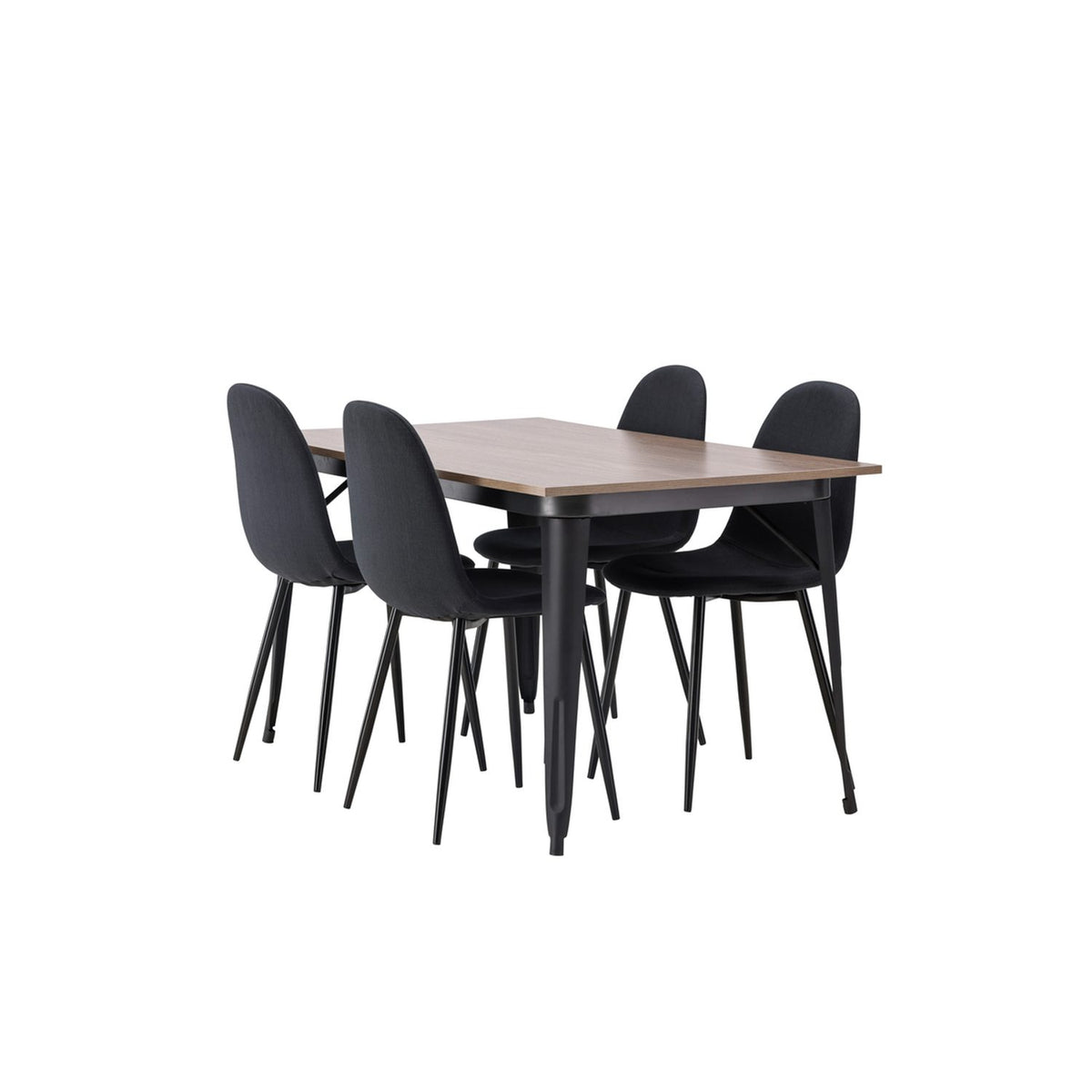 Tempe, Polar Rektangulär matgrupp Svart, Valnöt, 140 x 80