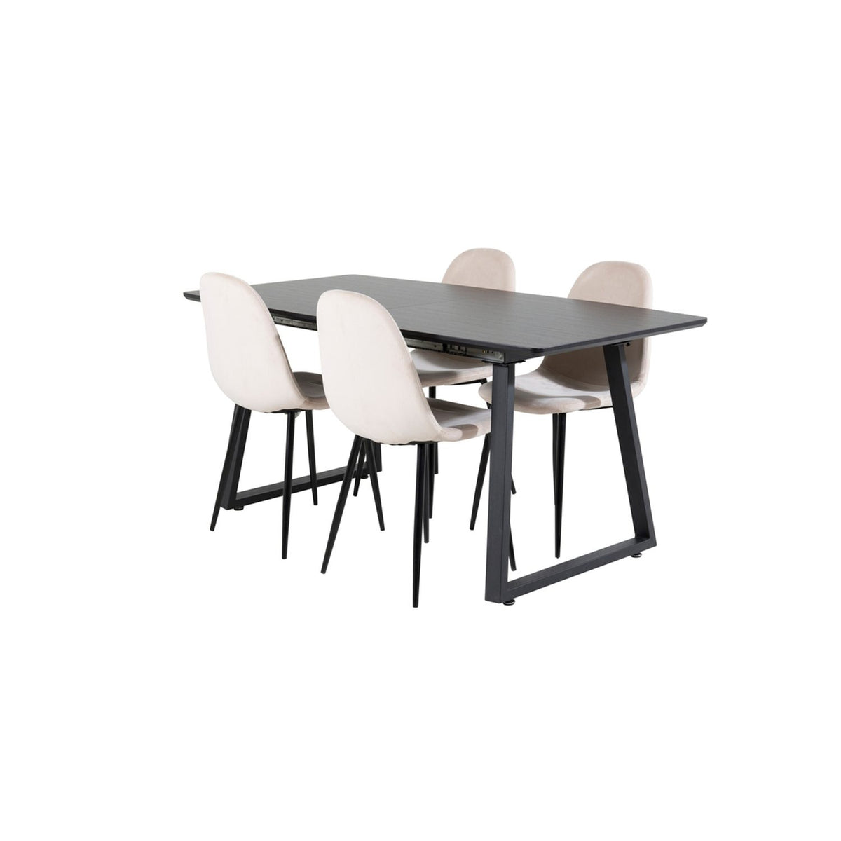 Inca, Polar Rektangulär matgrupp Beige,svart, Svart, 160 x 85