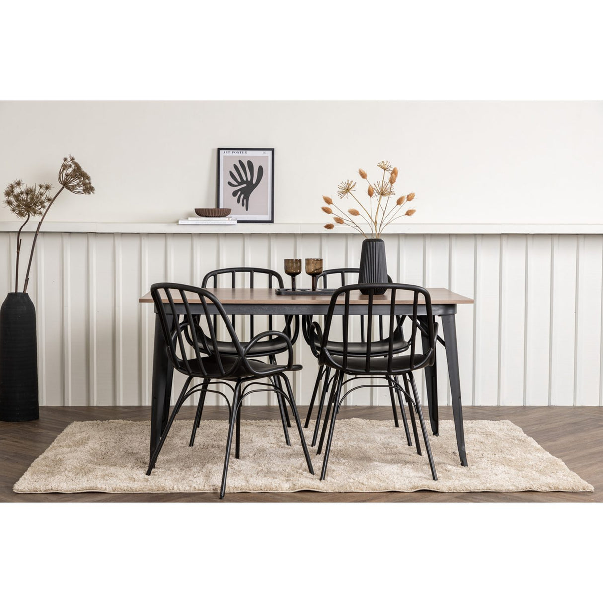 Tempe, Dyrön Rektangulär matgrupp Svart, Valnöt, 140 x 80