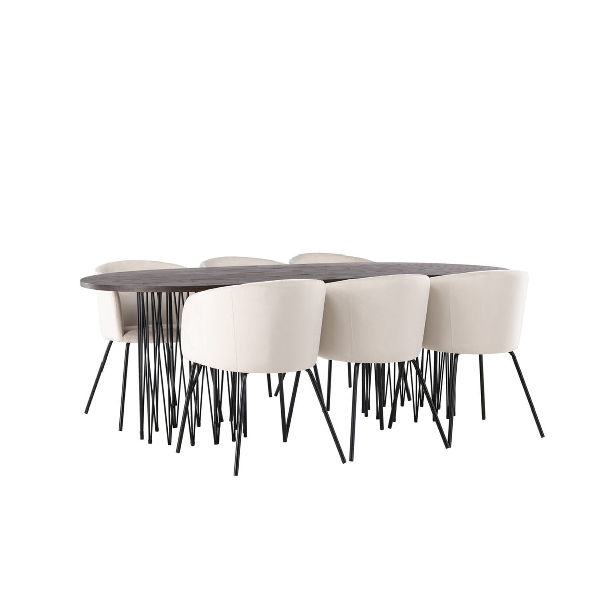 Stone, Berit Rektangulär matgrupp Beige, Svart, Svart, Mocka, 220 x 100