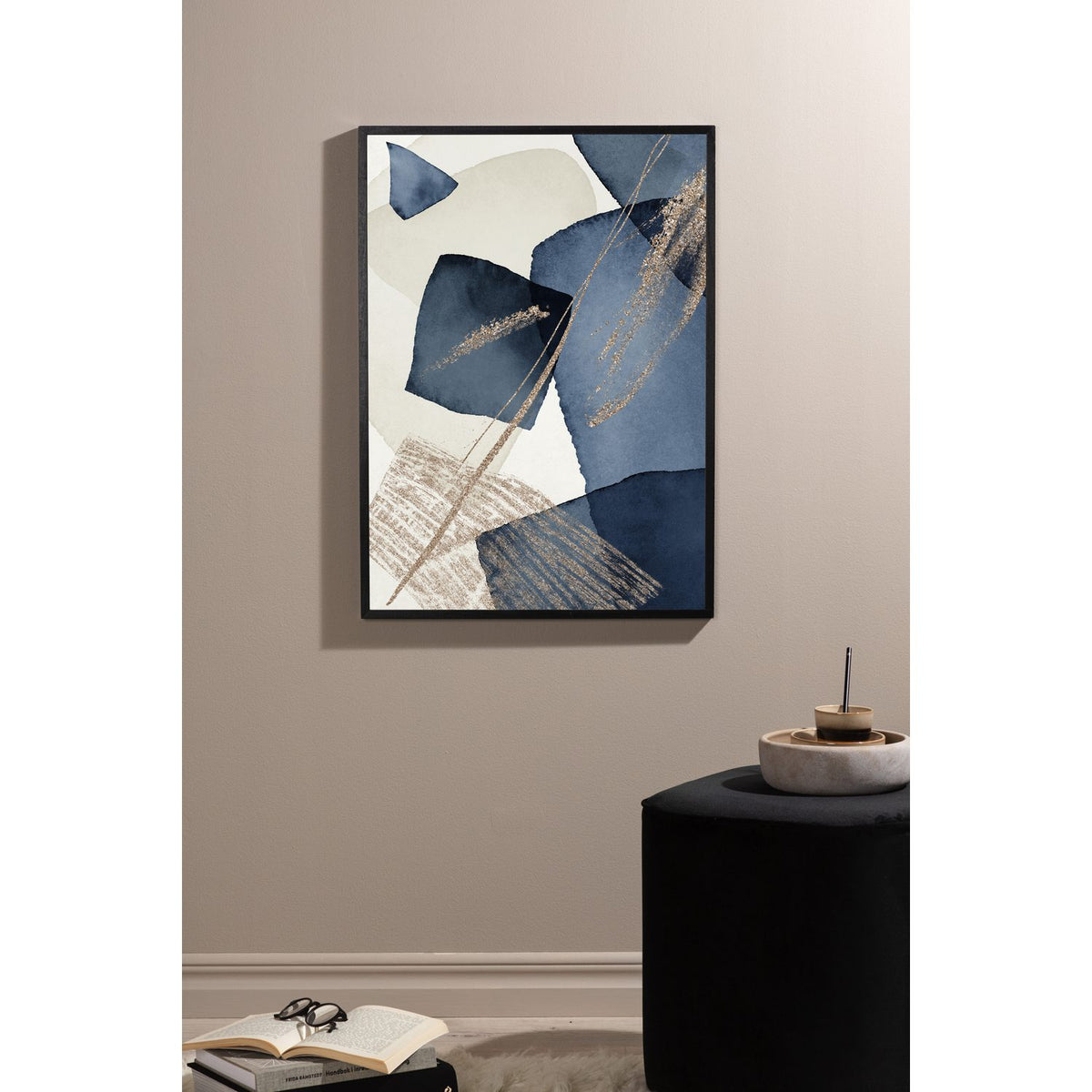 Blå virvel Poster Beige, 50 x 70 cm