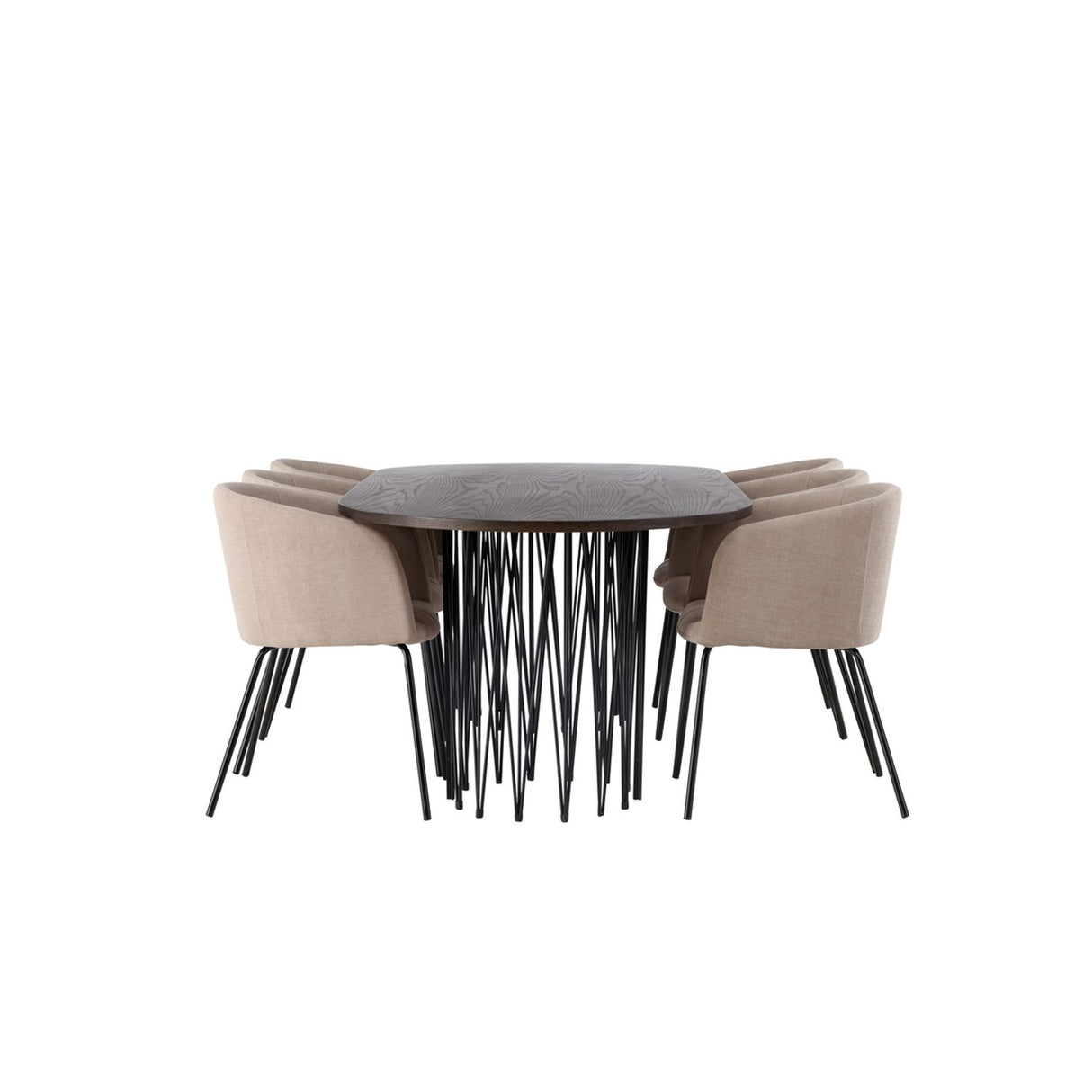 Stone, Berit Rektangulär matgrupp Beige, Svart, Svart, Mocka, 220 x 100
