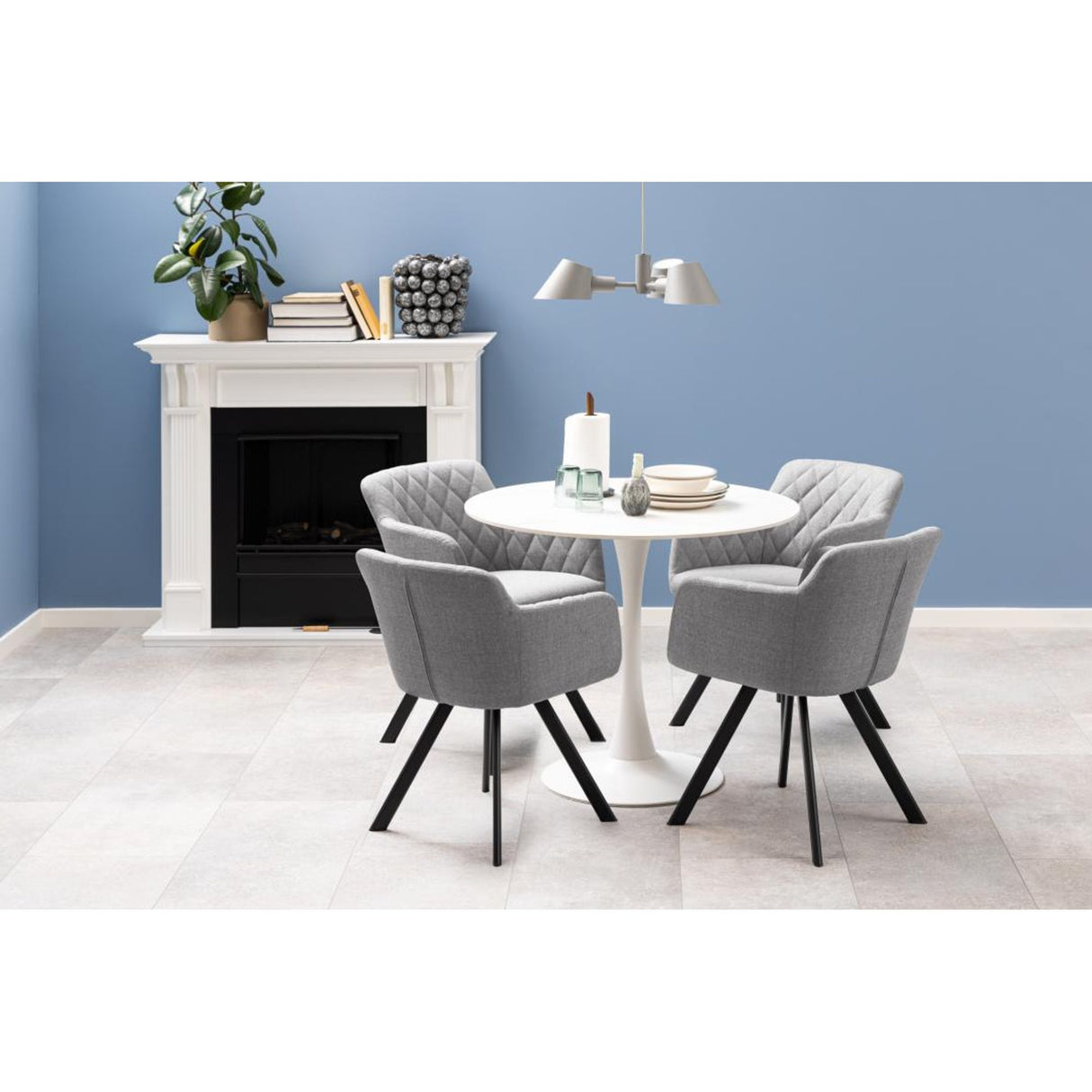 Rennes Matbord Rund 90 cm Vit Unico