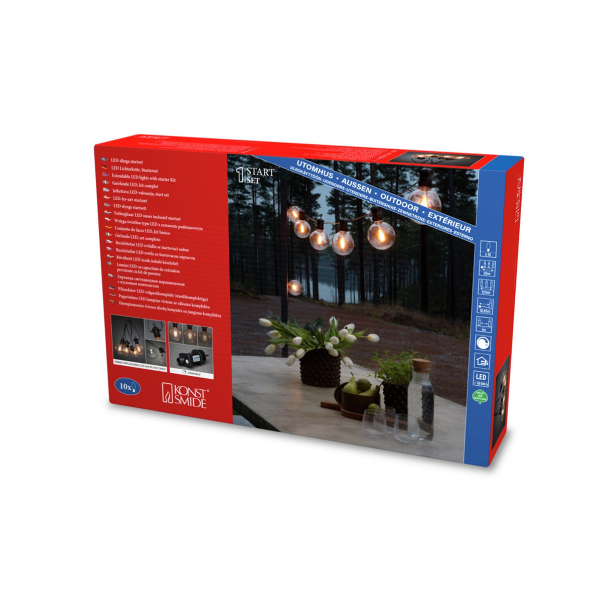 Startset E27 10 Amber LED Dimmer 24V/IP44 Glob Ljusslinga Ute