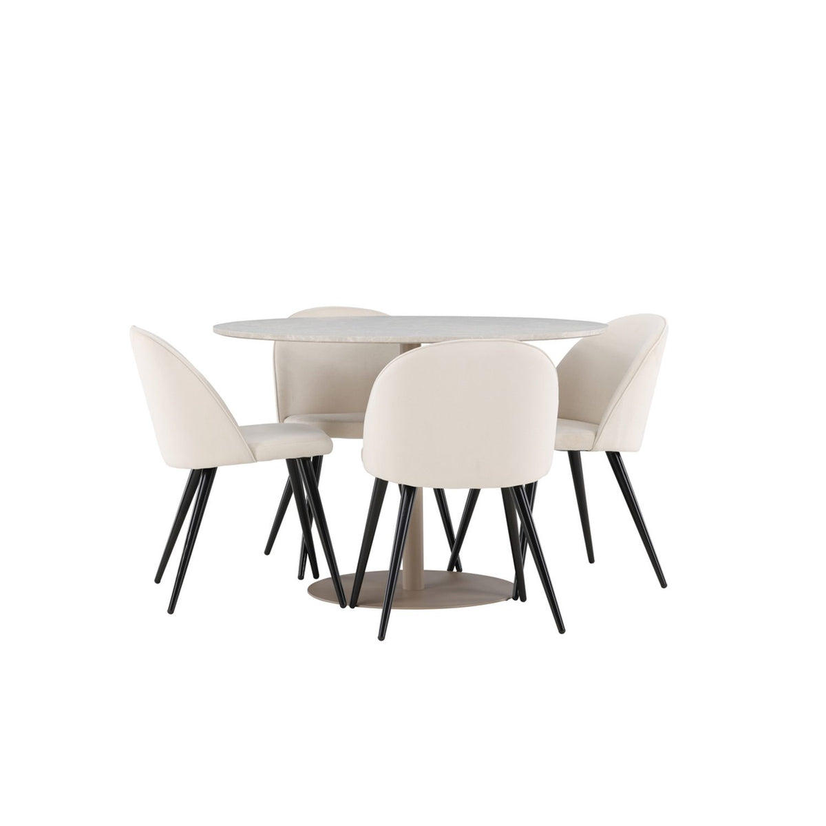 Lycke, Velvet Rund matgrupp Beige,Svart, Beige, ⌀110