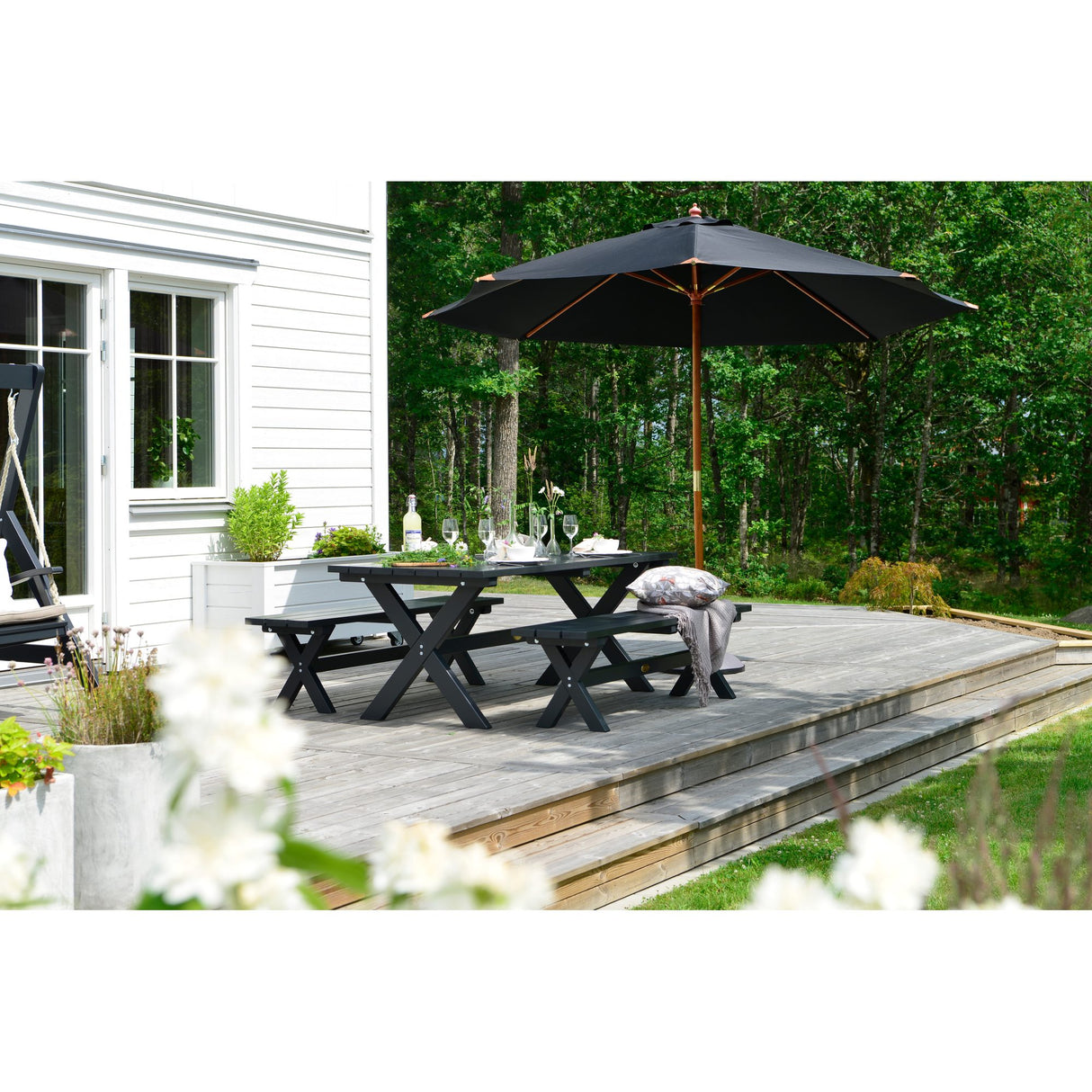 Träparasoll 335 cm Svart