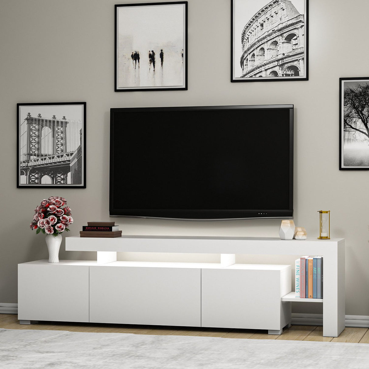 Beliz (192 x 53 x 37 cm) Vit TV-bänk