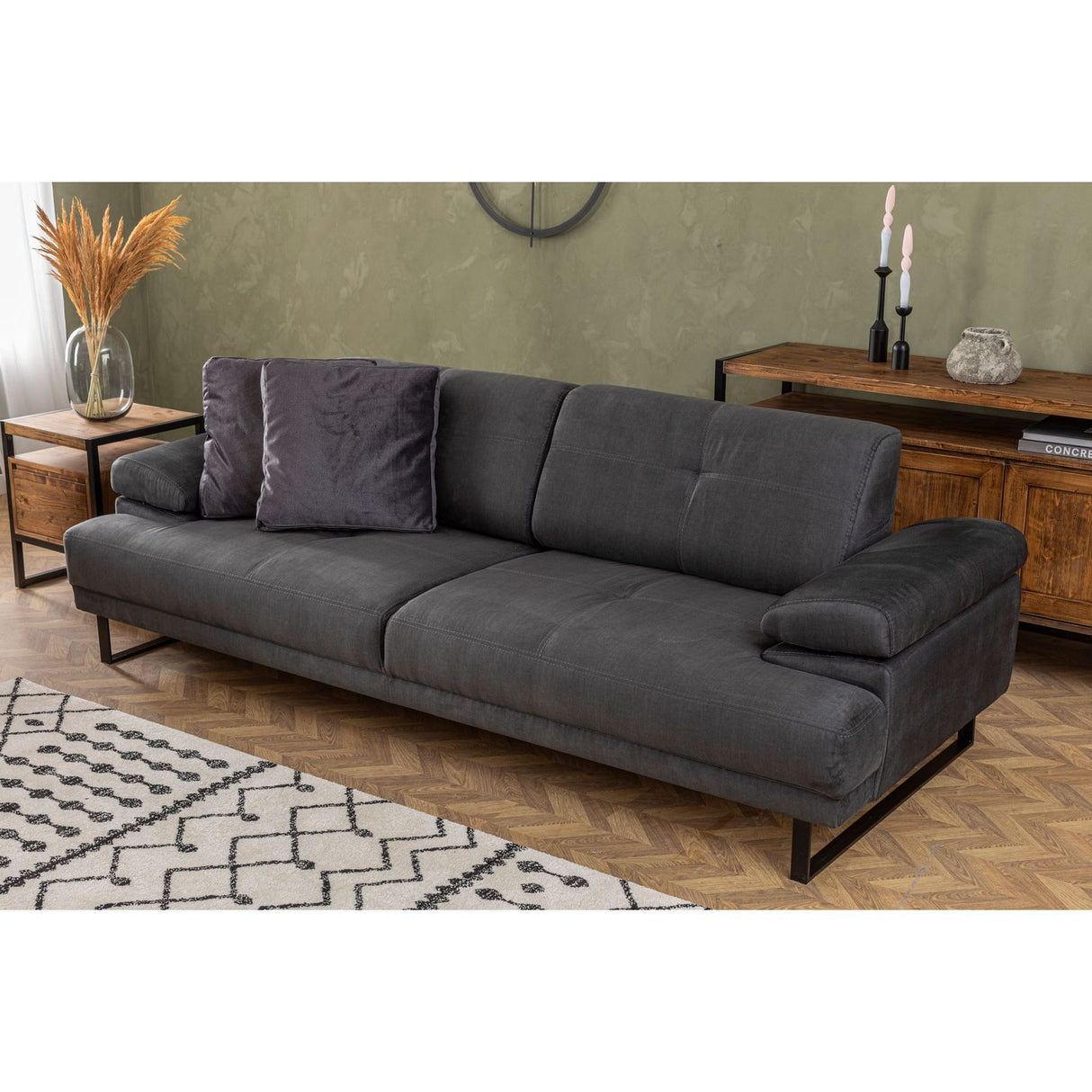 Quito (239 x 99 x 83 cm) 3-sits bäddsoffa Antracit