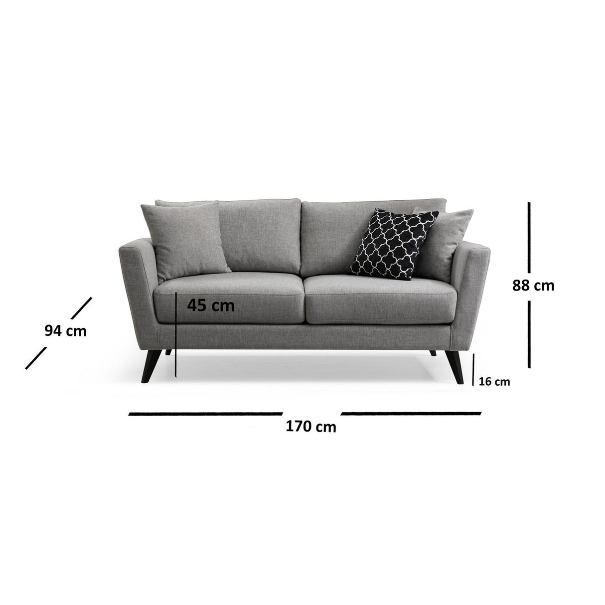 Zanzibar 2-sits (170 x 94 x 88 cm) Grå 2-sitssoffa