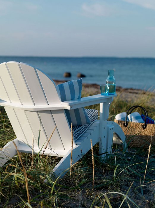 Adirondack Fotpall Vit/Trä