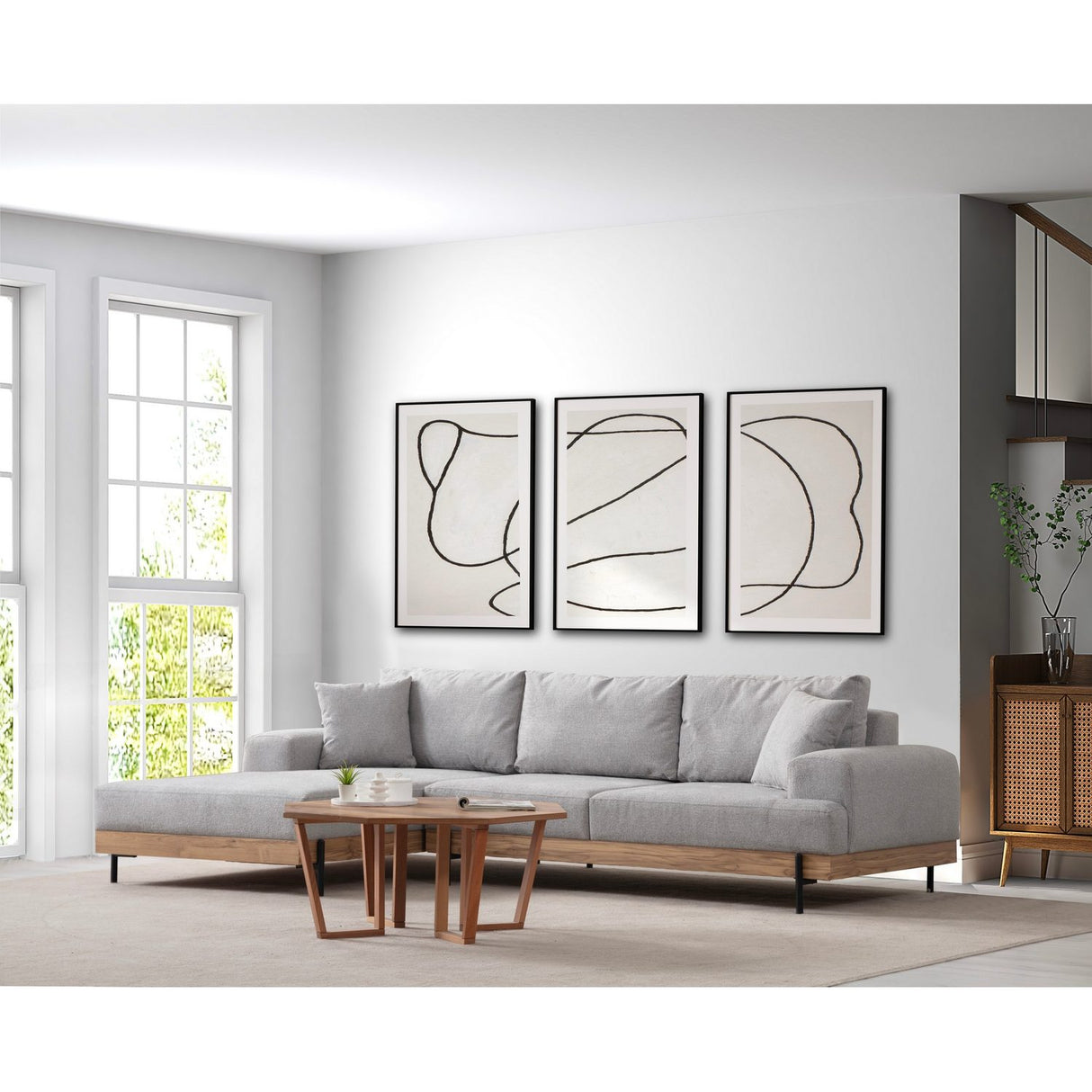 Addis Abeba Oak (170-280 x 98 x 78 cm) Hörnsoffa Grå, Vänster