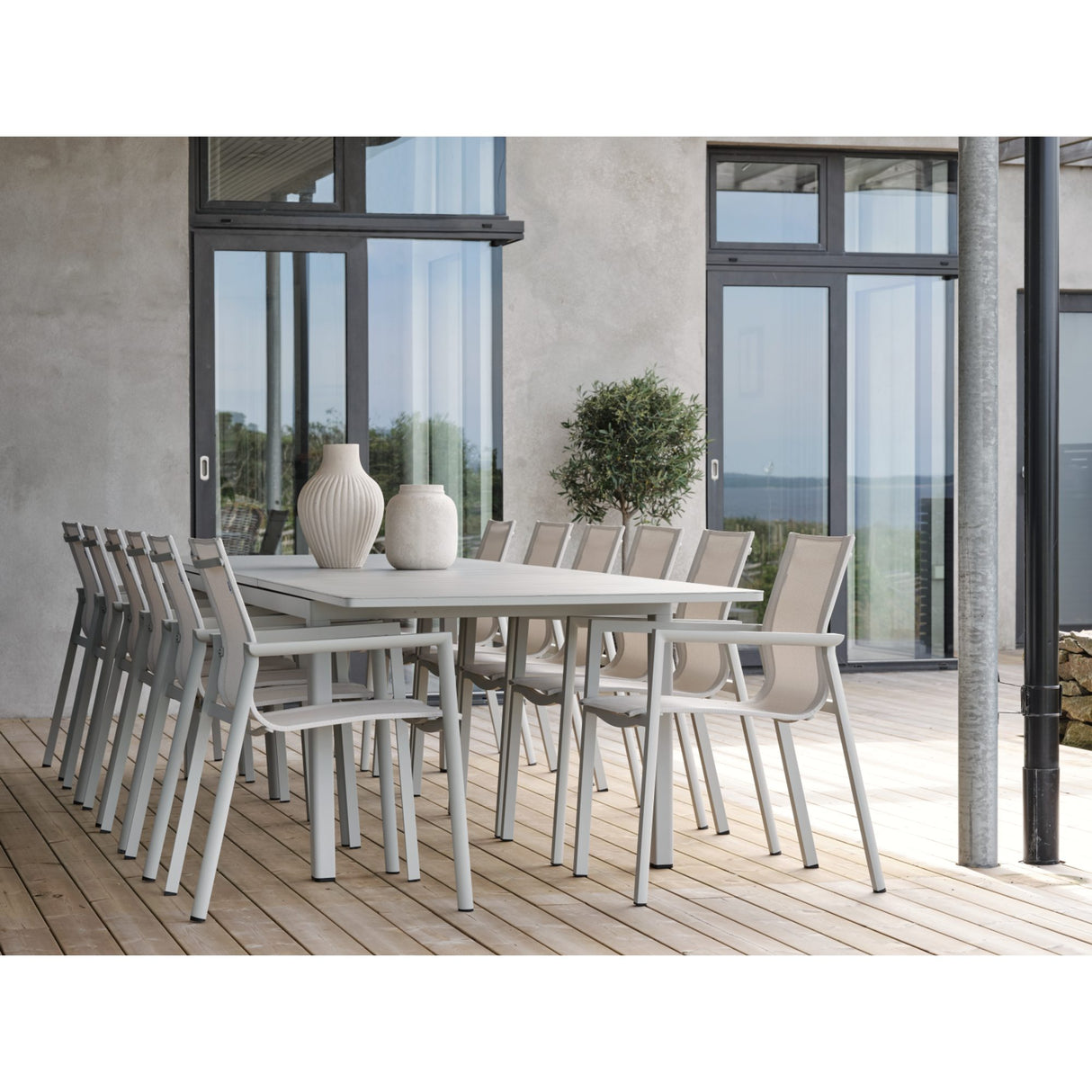 Lomma XL 260-380x100 cm Utebord Light Grey