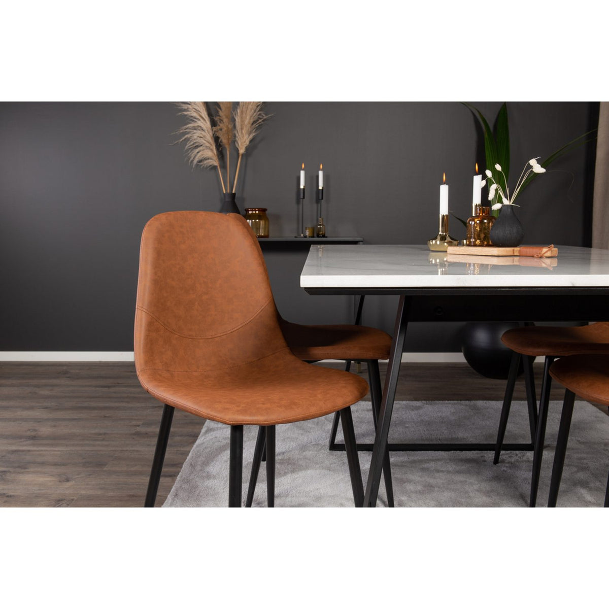Estelle, Polar Rektangulär matgrupp Svart,Brun, Svart,Vit, 140 x 90