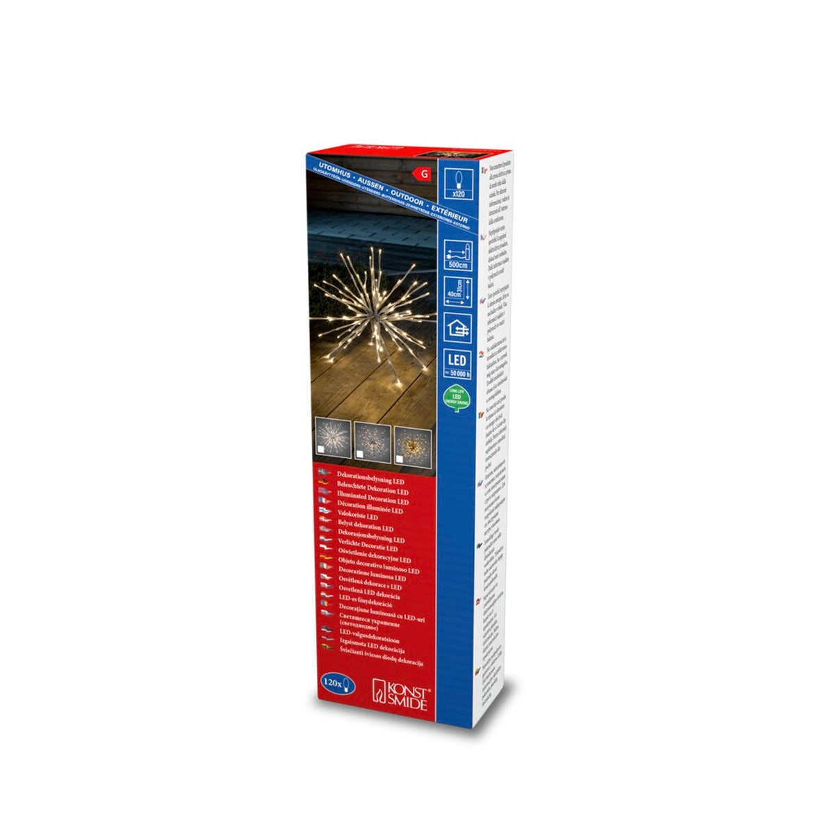 Dekorationsboll Spröt LED 40 cm Julstjärna Utomhus Silver