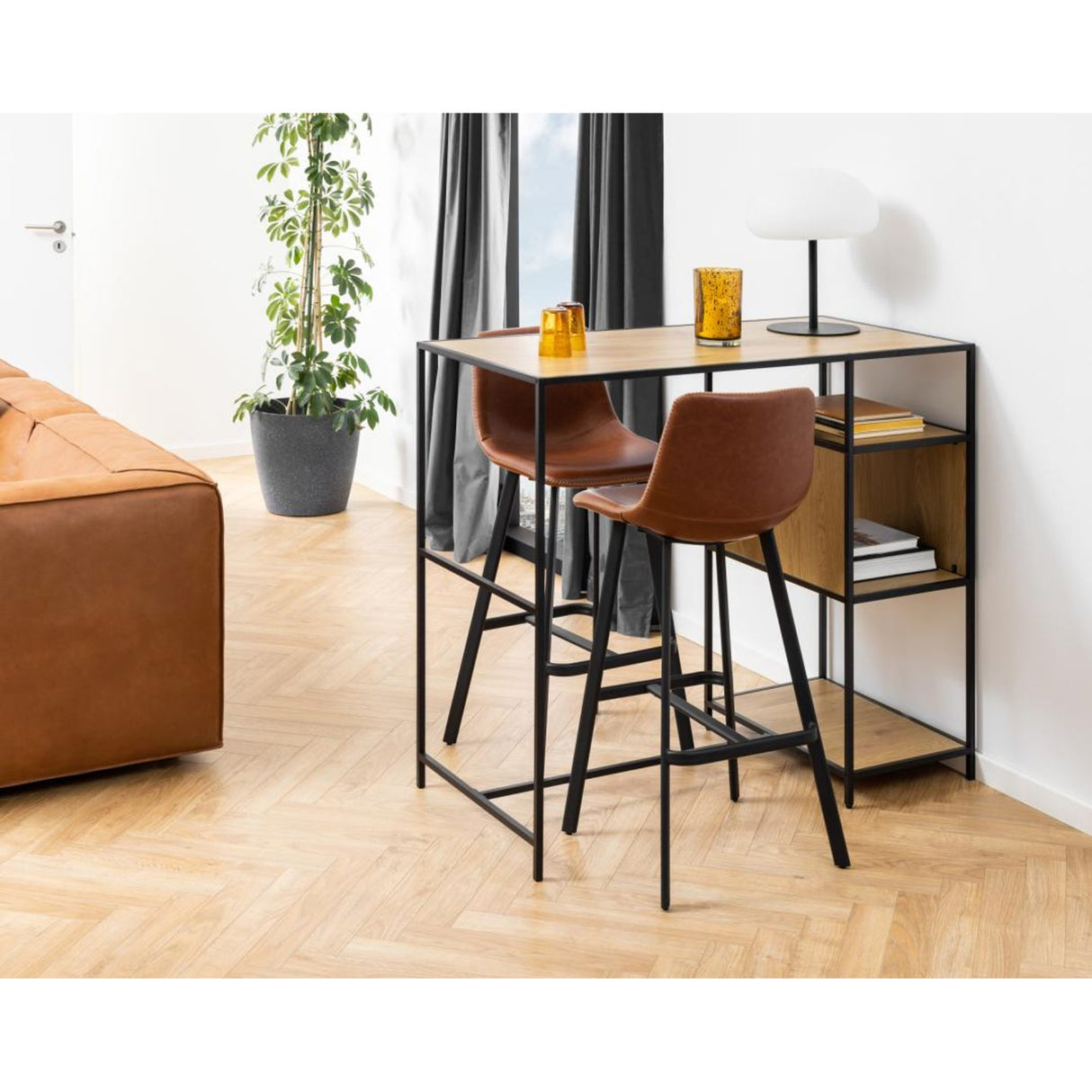 Mathilde Barstol Hög PU Vintage Konjak