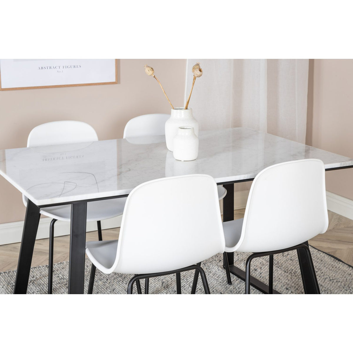 Estelle, Arctic Rektangulär matgrupp Svart, vit, Svart, vit, 140 x 90