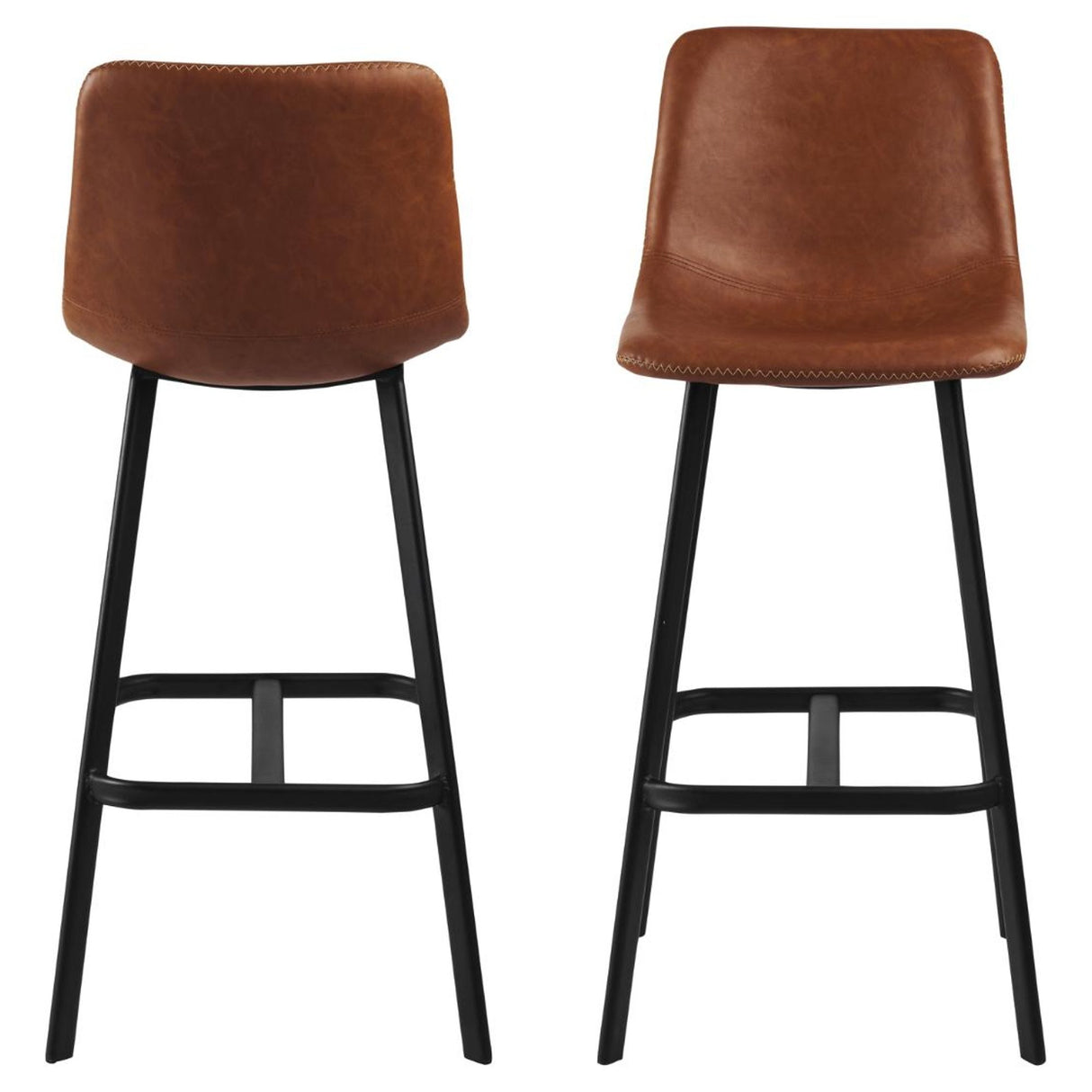 Mathilde Barstol Hög PU Retro Konjak