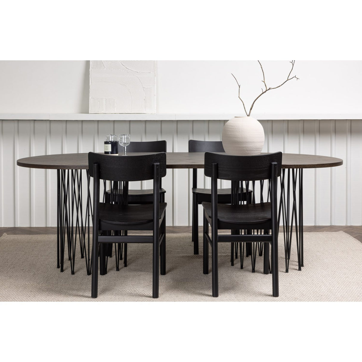 Stone, Montros Oval matgrupp Svart, Svart, mocka, 220 x 100