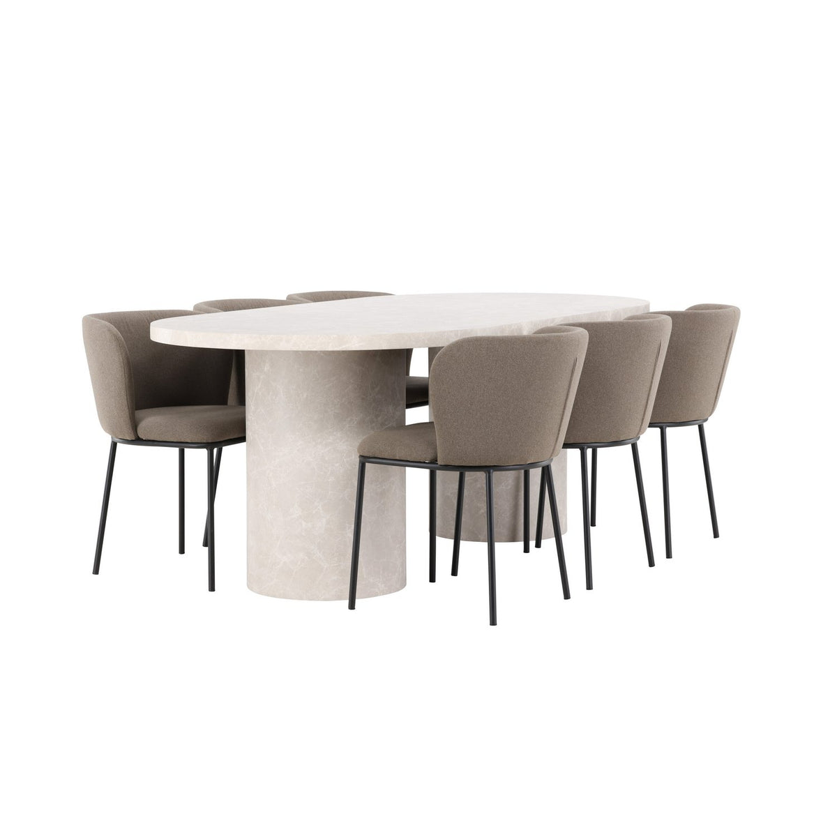 Narvik, Edina Oval matgrupp Svart,Brun, Beige, 200 x 100